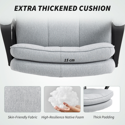 HOMCOM Fabric Office Chair, Computer Desk Chair for Home, Light Grey