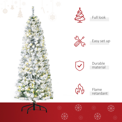 6ft Prelit Snow-Flocked Christmas Tree with 250 Warm LED Lights