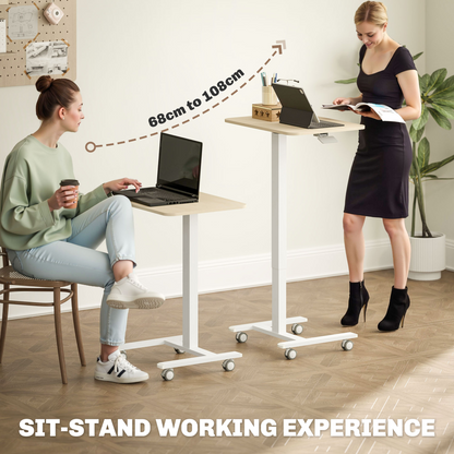 Vinsetto Standing Desk with 4 Rolling Casters - Sit/Stand, Natural Wood