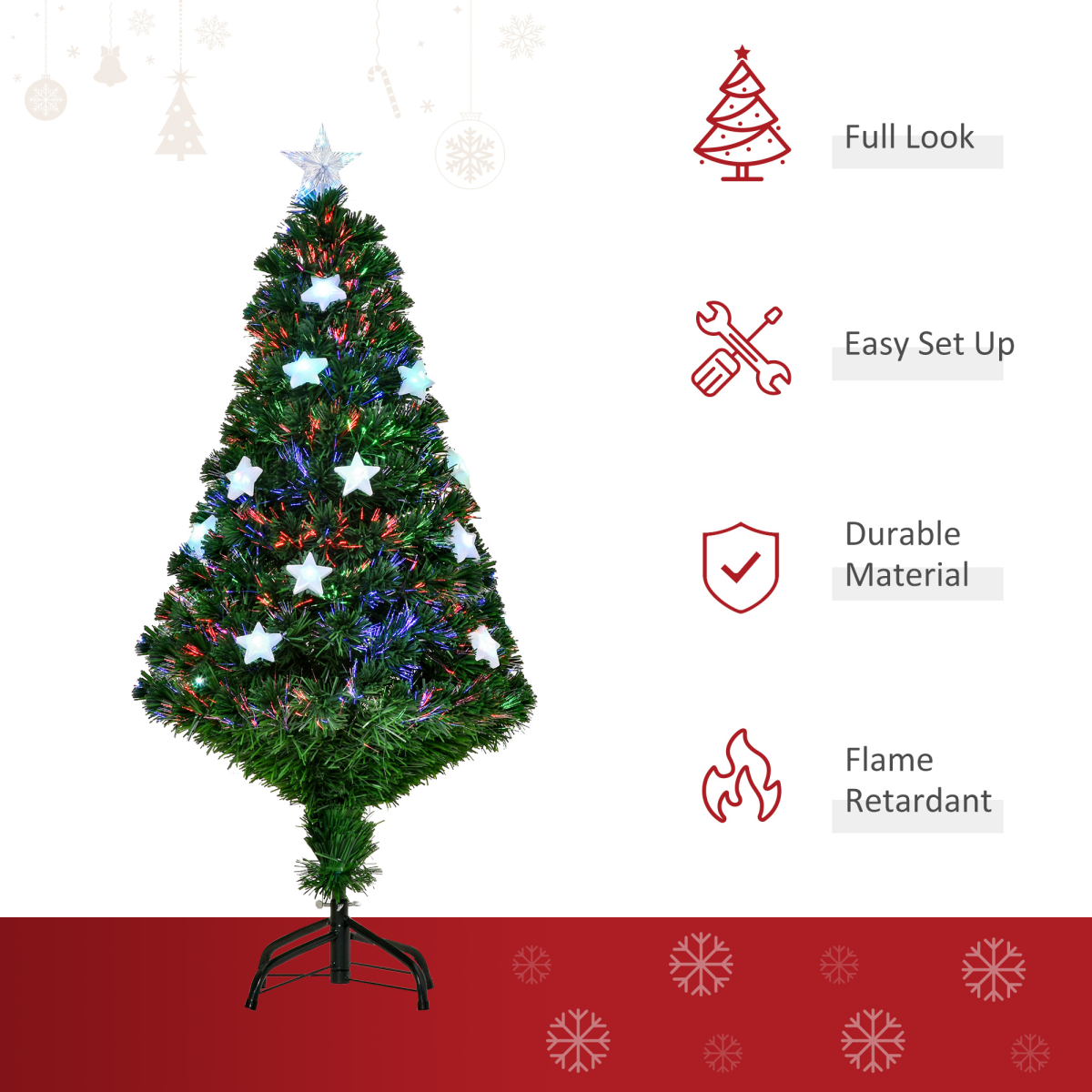 4ft Pre-Lit Artificial Christmas Tree with Fibre Star LED Lights - Indoor Green