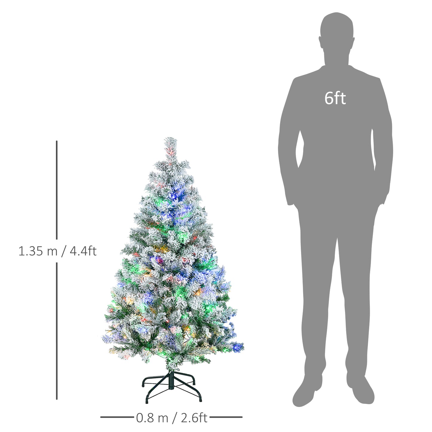 HOMCOM 4.5ft LED Snow-Flocked Christmas Tree with Auto-Open Branches Indoors