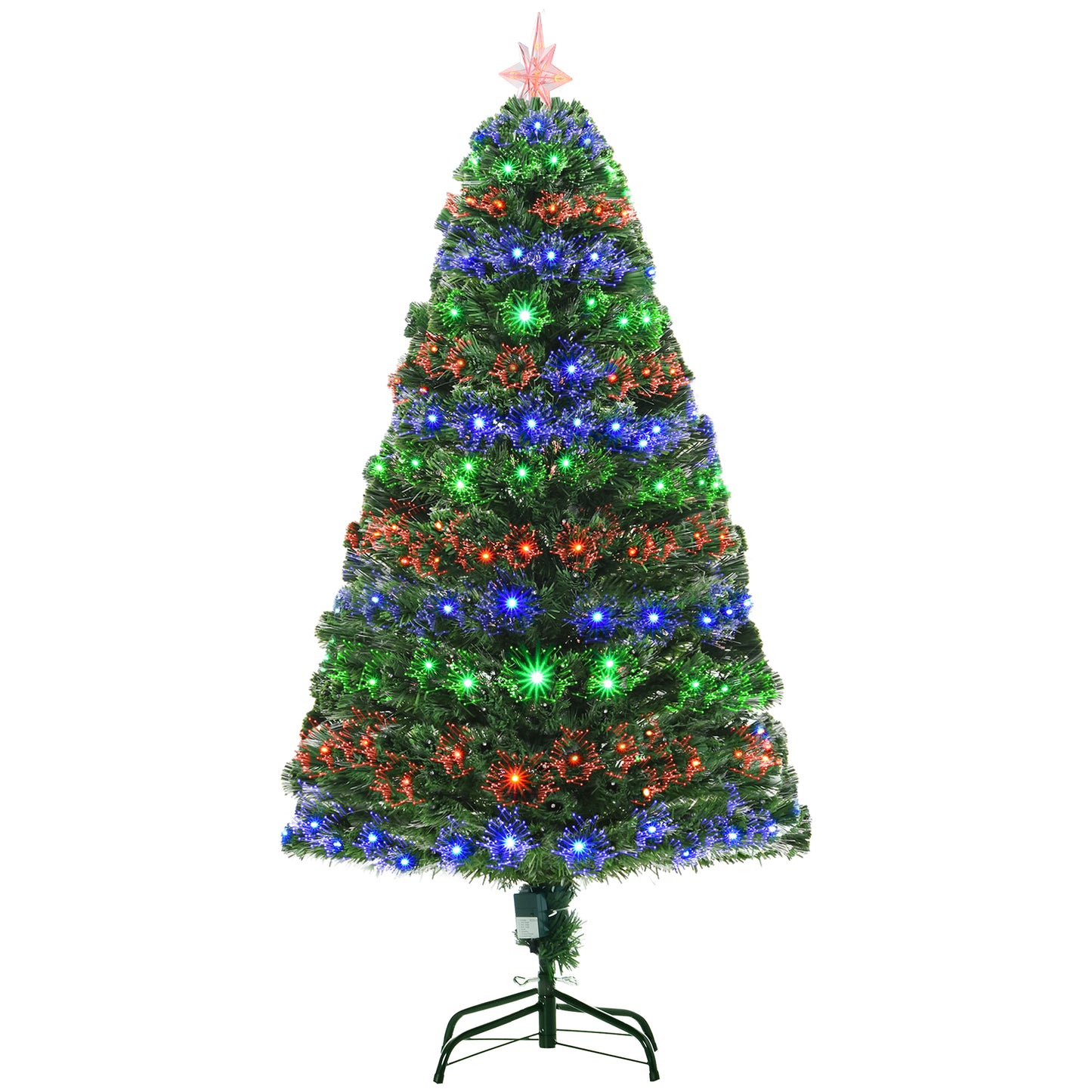 5ft Prelit Artificial Christmas Tree with Multi-Colored Fiber LED Lights, Green