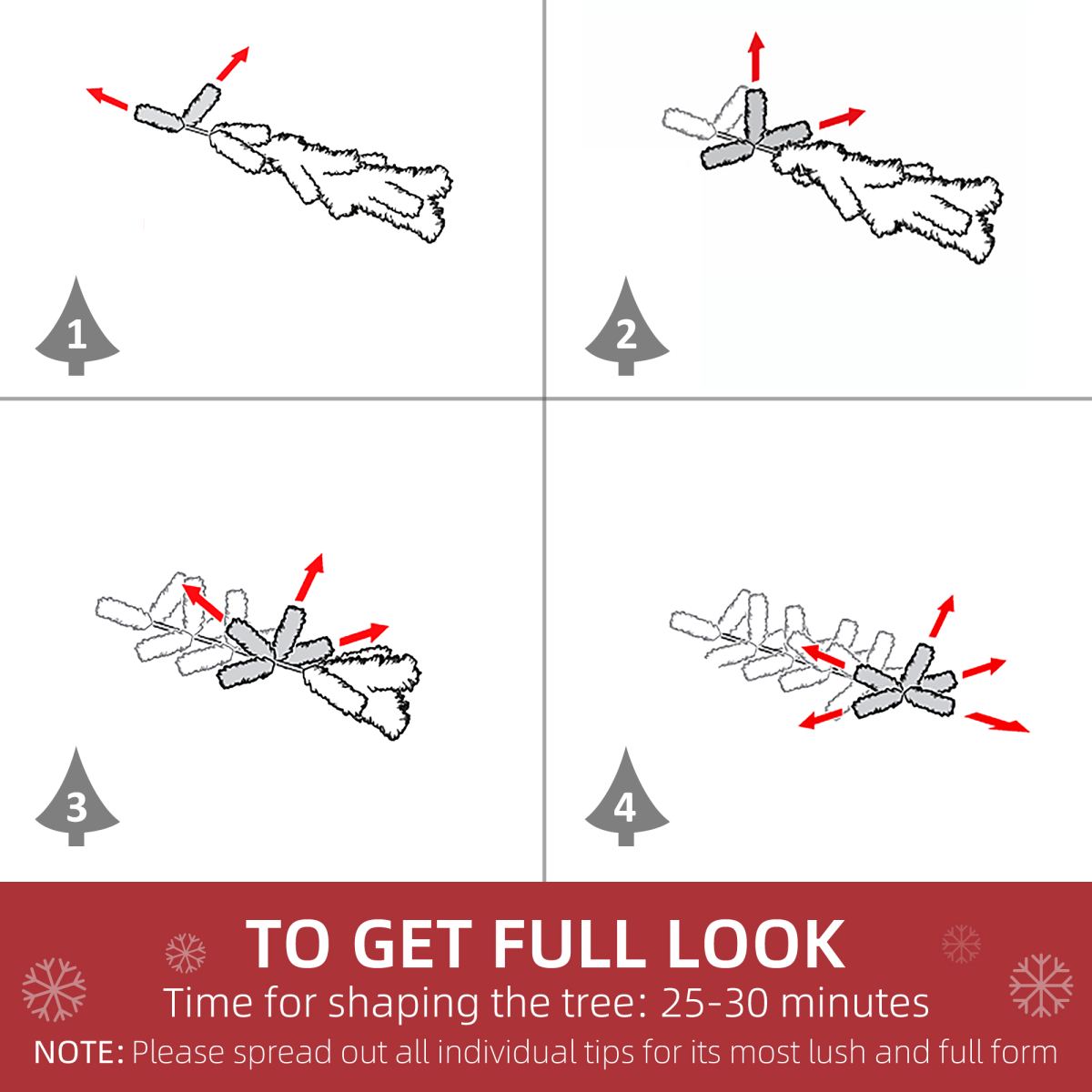 7.5ft Snow-Dipped Artificial Christmas Tree with Metal Base, Green HOMCOM