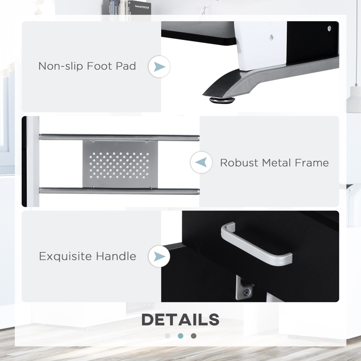 HOMCOM Space-Saving Computer Desk with Sliding Keyboard Shelf & Drawers CPU Rack