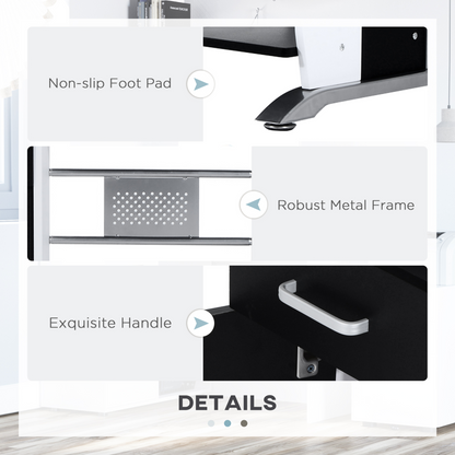 HOMCOM Space-Saving Computer Desk with Sliding Keyboard Shelf & Drawers CPU Rack