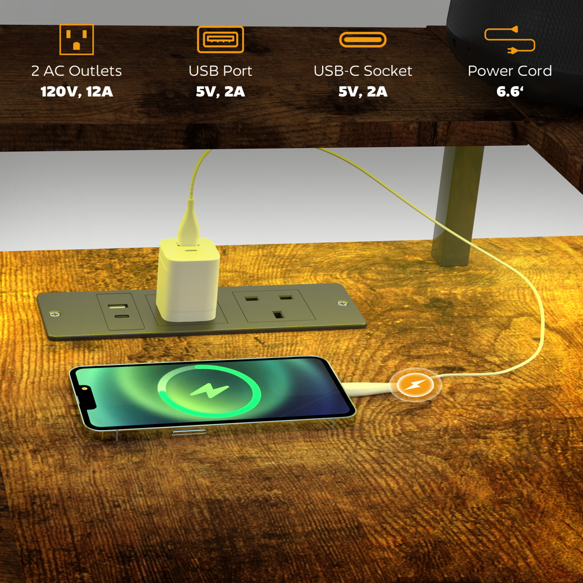 HOMCOM L-Shaped Gaming Desk with RGB LED Lights & USB/USB-C Outlets