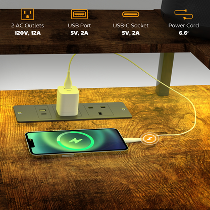 HOMCOM L-Shaped Gaming Desk with RGB LED Lights & USB/USB-C Outlets