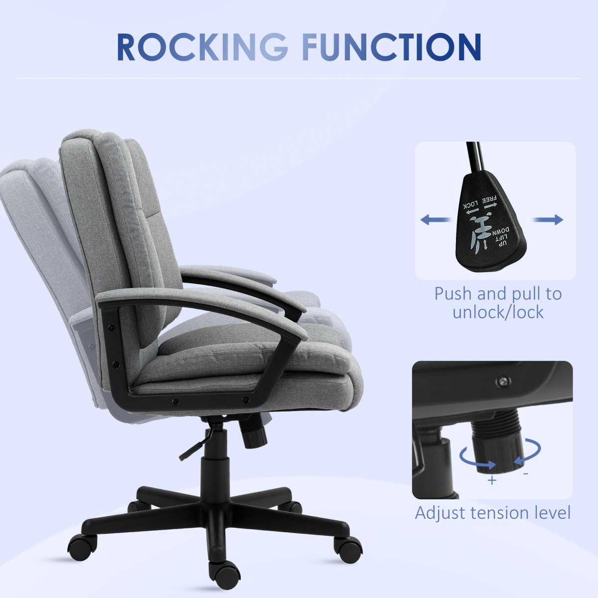 HOMCOM Swivel Executive Office Chair Mid Back Chair w/ Arm, Grey