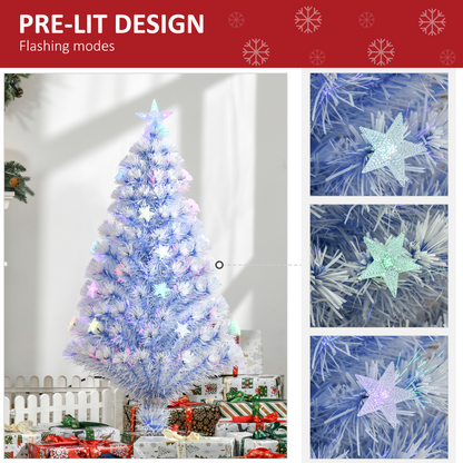 4ft White-Blue Artificial Fibre Christmas Tree with 16 LEDs Easy Store