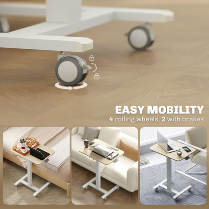 Vinsetto Standing Desk with 4 Rolling Casters - Sit/Stand, Natural Wood