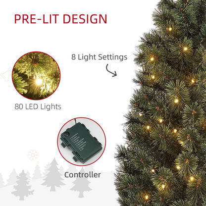 HOMCOM 4ft Artificial Christmas Tree with 80 Warm White LEDs & Remote
