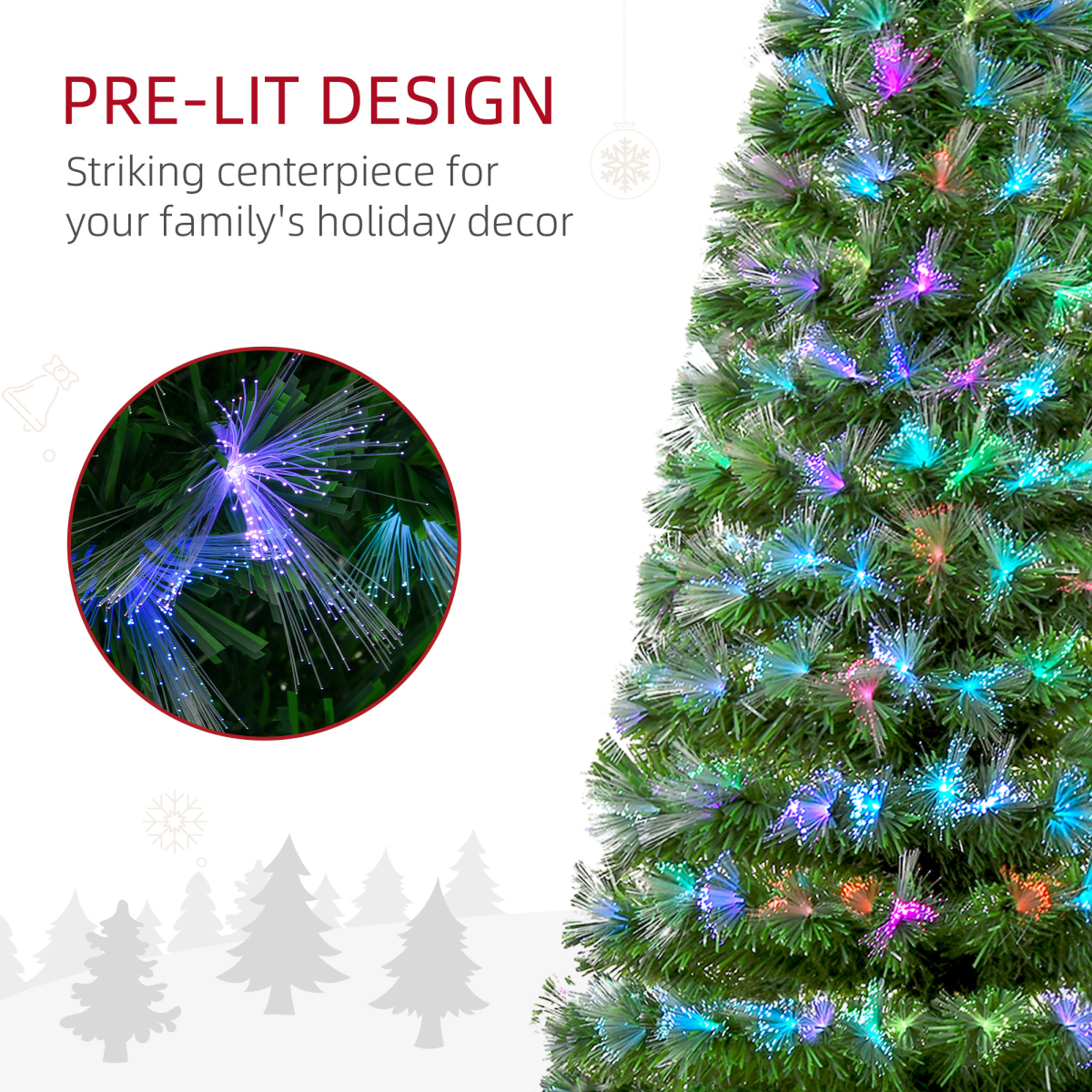 6ft Multicolour Fibre Optic Christmas Tree with Star Topper & Metal Base