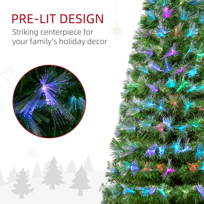 6ft Multicolour Fibre Optic Christmas Tree with Star Topper & Metal Base