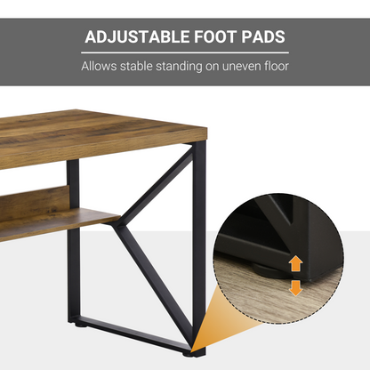 K-Shaped Steel Desk with Storage Shelf – Home Office Computer Table