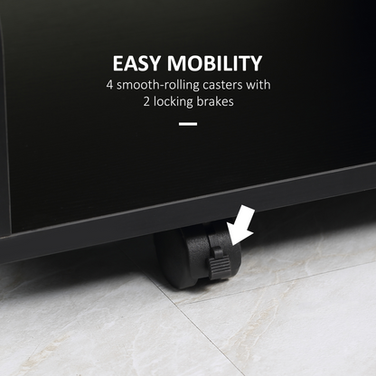 HOMCOM Wheeled Computer Desk with Sliding Keyboard Tray, Black