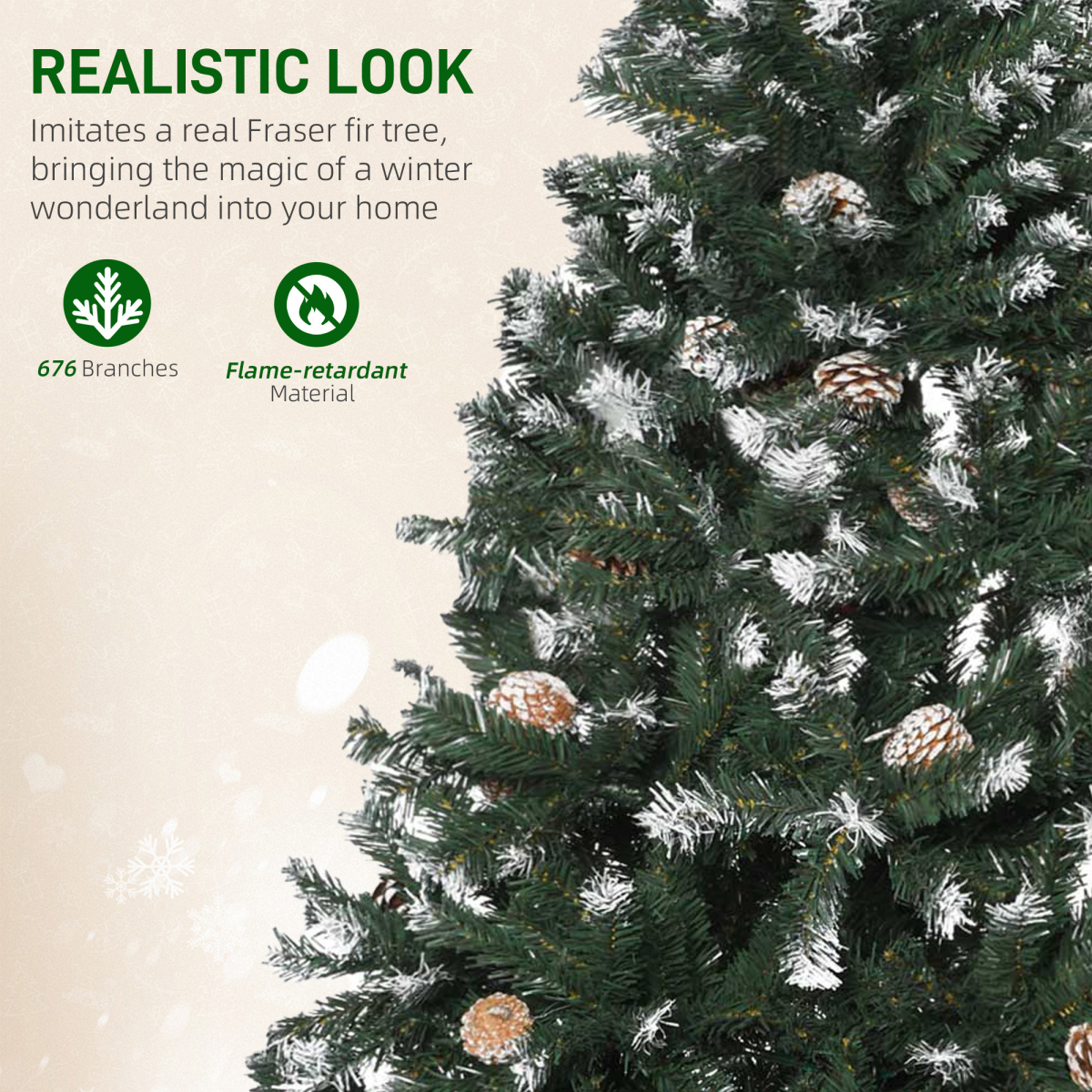 5ft Snow-Flocked Artificial Christmas Tree with Automatic Open & Stable Base