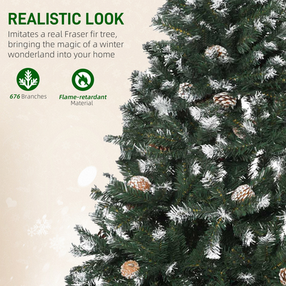 5ft Snow-Flocked Artificial Christmas Tree with Automatic Open & Stable Base