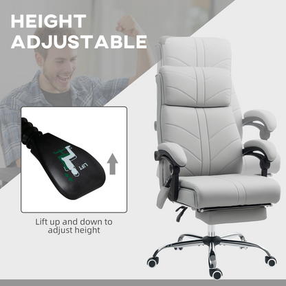 Vinsetto PU Vibration Massage Office Chair with Heat, Footrest, Light Grey