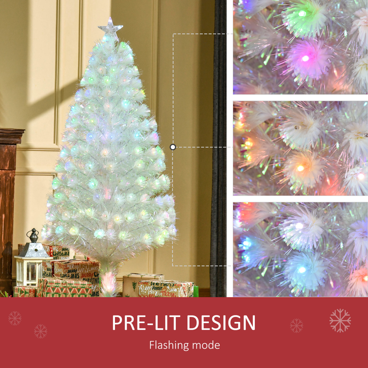 5ft Prelit Fiber-Optic Christmas Tree with Multicolor LED Lights