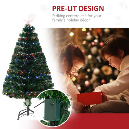 4ft Prelit Artificial Christmas Tree with Multicolored LED & Fiber Optic Lights