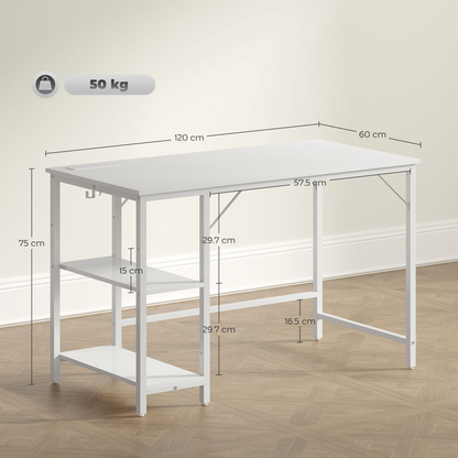 HOMCOM 120x60 cm Reversible White Home Office Desk - Spacious & Sleek