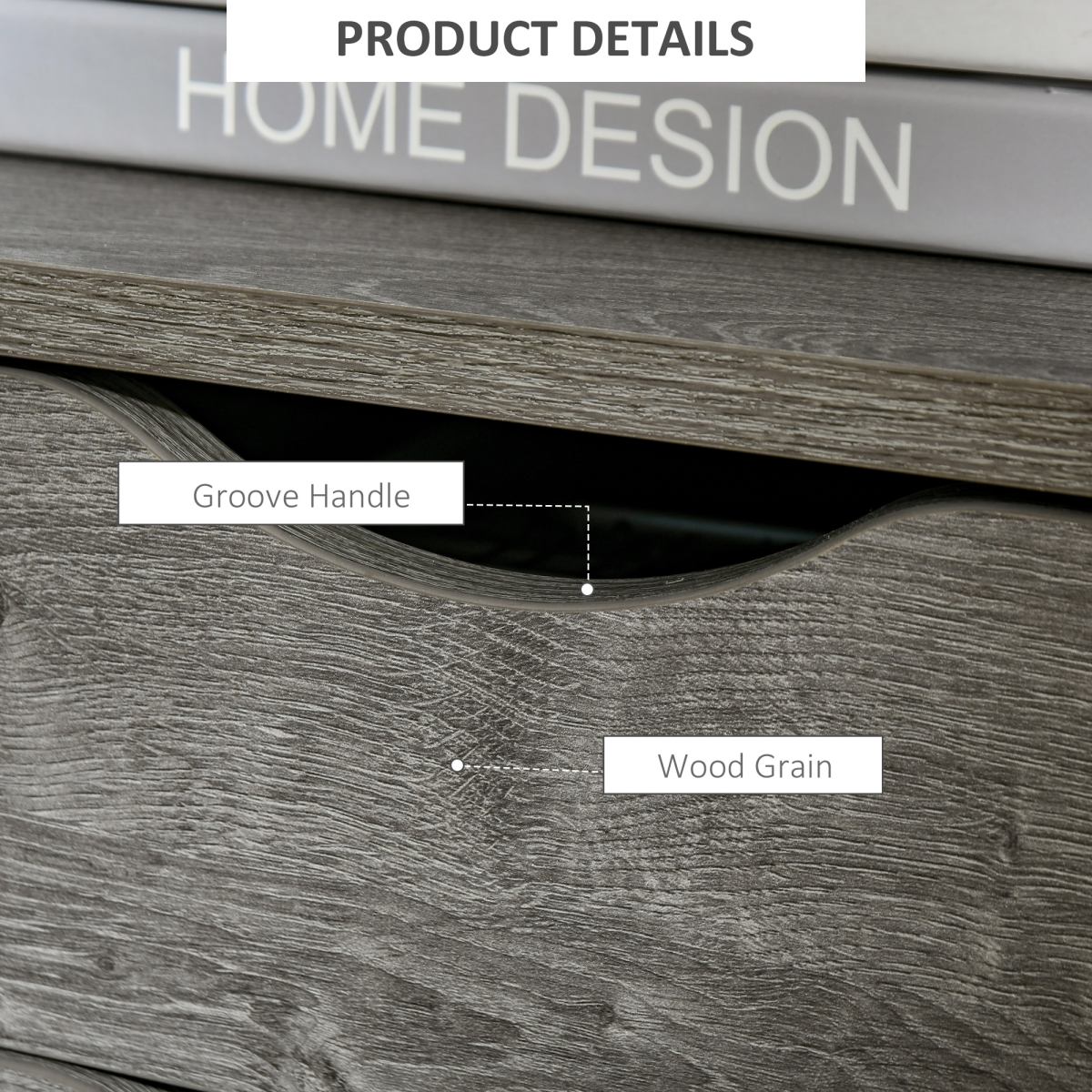 HOMCOM End Table Bedside Desk Slim Storage Cabinet with Shelf Grey