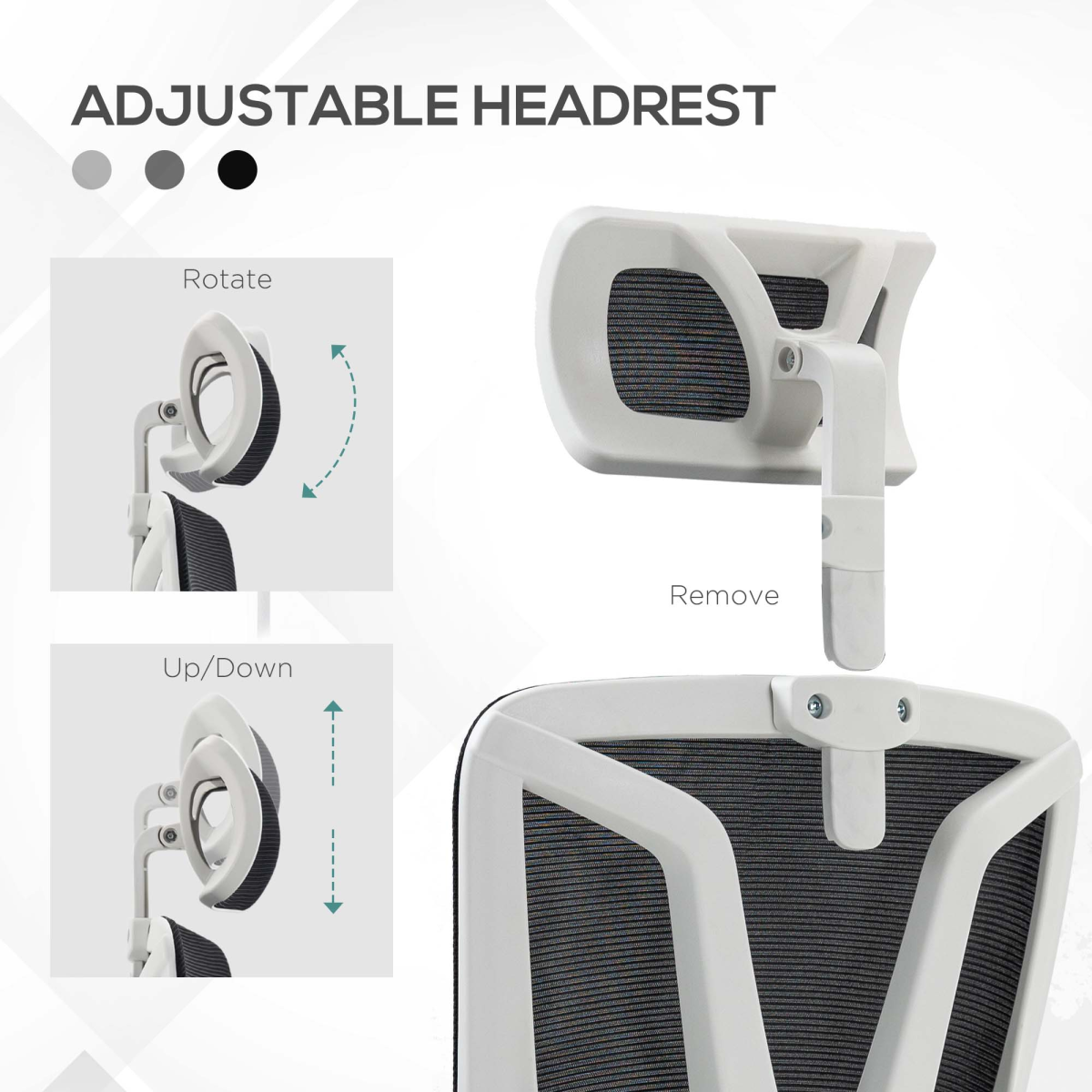 Vinsetto Mesh Office Chair for Home with Lumbar Support, Arm, Footrest, Headrest