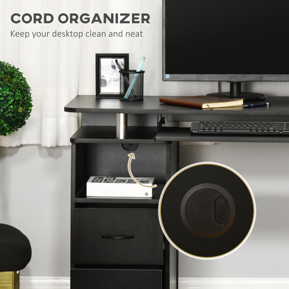 HOMCOM 120x55cm Computer Desk with 2-Drawer Cabinet & Keyboard Tray