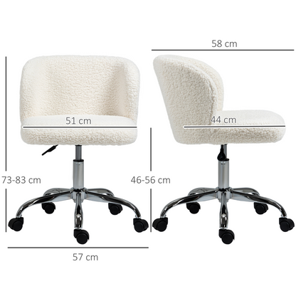 HOMCOM Office Chair, Swivel Chair with Adjustable Height and Wheels, White