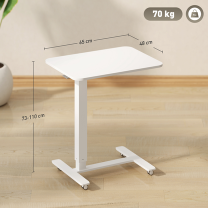 HOMCOM Height-Adjustable Standing Desk on Wheels, White