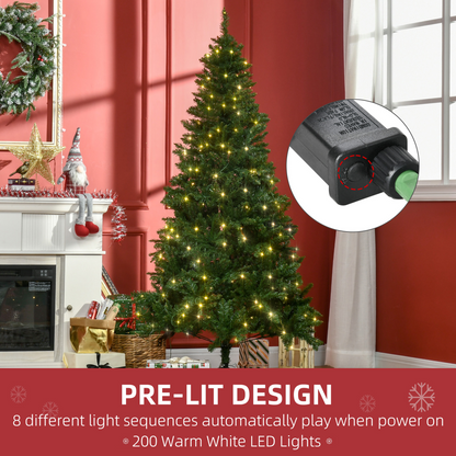 6ft Green Christmas Tree with Warm White LEDs, 8 Light Patterns