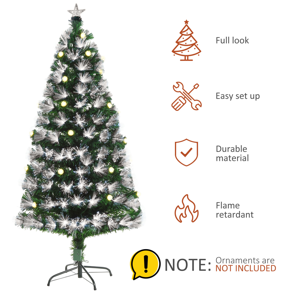 5ft White 90-LED Christmas Tree with Star Topper, Tri-Base, Pre-Lit