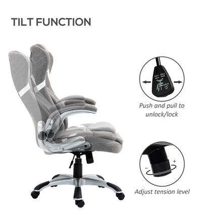 Vinsetto Fabric Office Desk Chair with Adjustable Height Tilt Function Grey