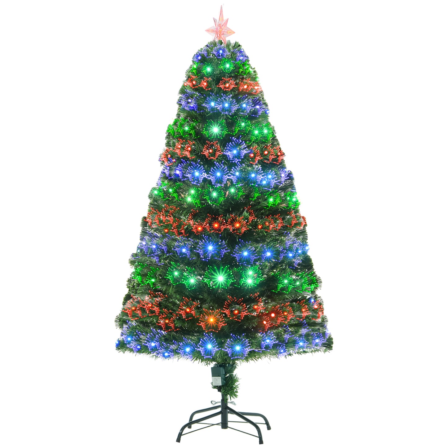 5ft Prelit Artificial Christmas Tree with Multi-Colored Fiber LED Lights, Green