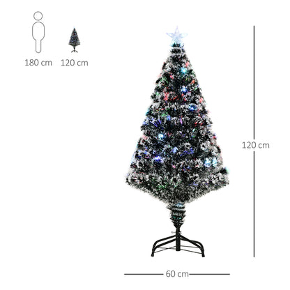 4ft Snow-Dipped Prelit Christmas Tree with Green & White LED Fiber Optic Lights
