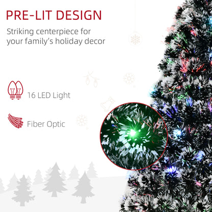 4ft Snow-Dipped Prelit Christmas Tree with Green & White LED Fiber Optic Lights
