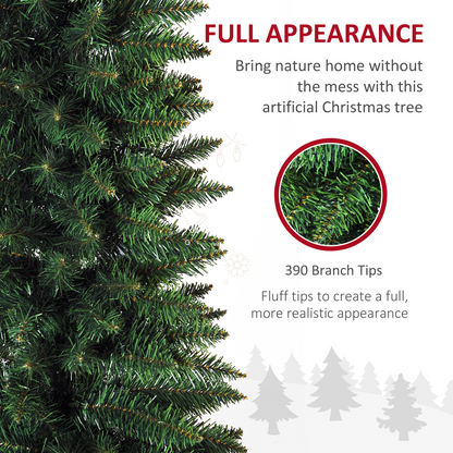 2.1m Pencil-Slim Artificial Pine Christmas Tree - 499 Tips & Stand