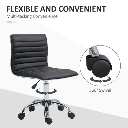 HOMCOM Armless Mid-Back Adjustable Office Chair with 360 Swivel Black