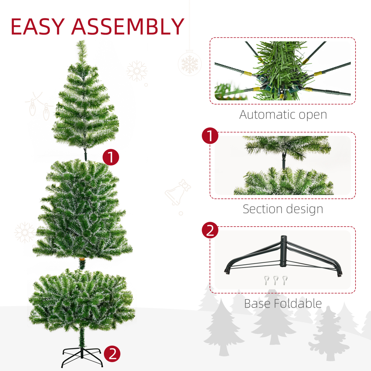7ft Indoor Christmas Tree with 968-Tip PET Branches & Metal Stand