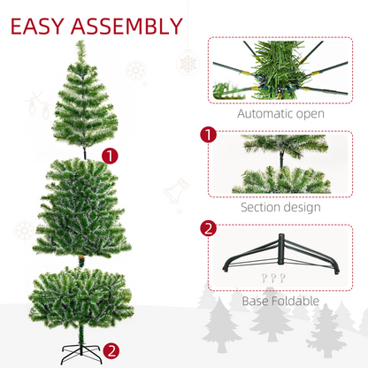 7ft Indoor Christmas Tree with 968-Tip PET Branches & Metal Stand