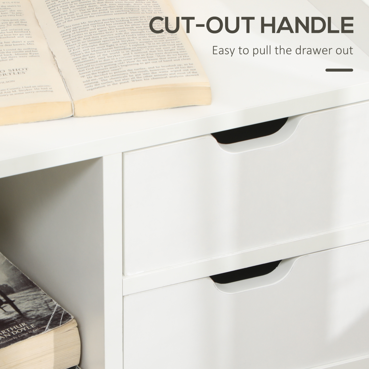 HOMCOM Modern Bedside Table w/2 Drawer and Storage Shelves Chest for Bedroom