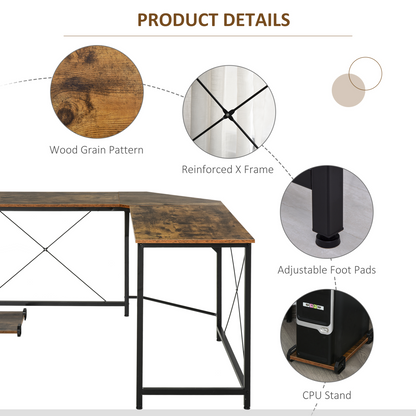 Corner L-Shape Gaming Desk: PC Workstation for Home Office