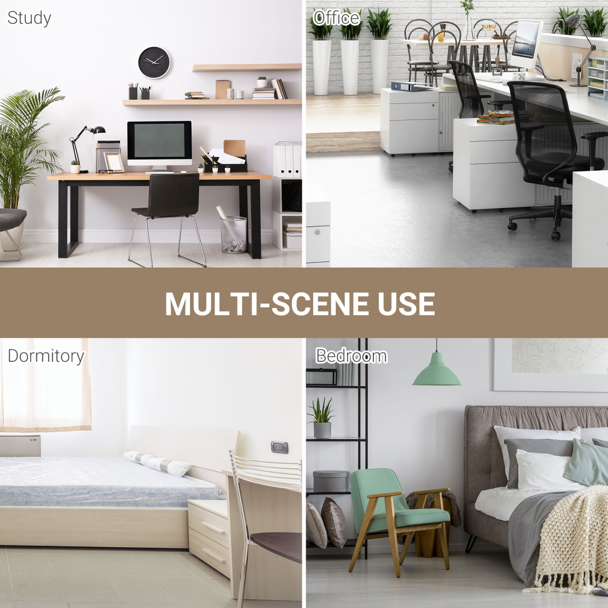 Oak Grain Tone Computer Desk with Black Metal Frame, 120W x 60D x 76H cm