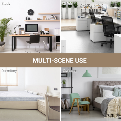 Oak Grain Tone Computer Desk with Black Metal Frame, 120W x 60D x 76H cm