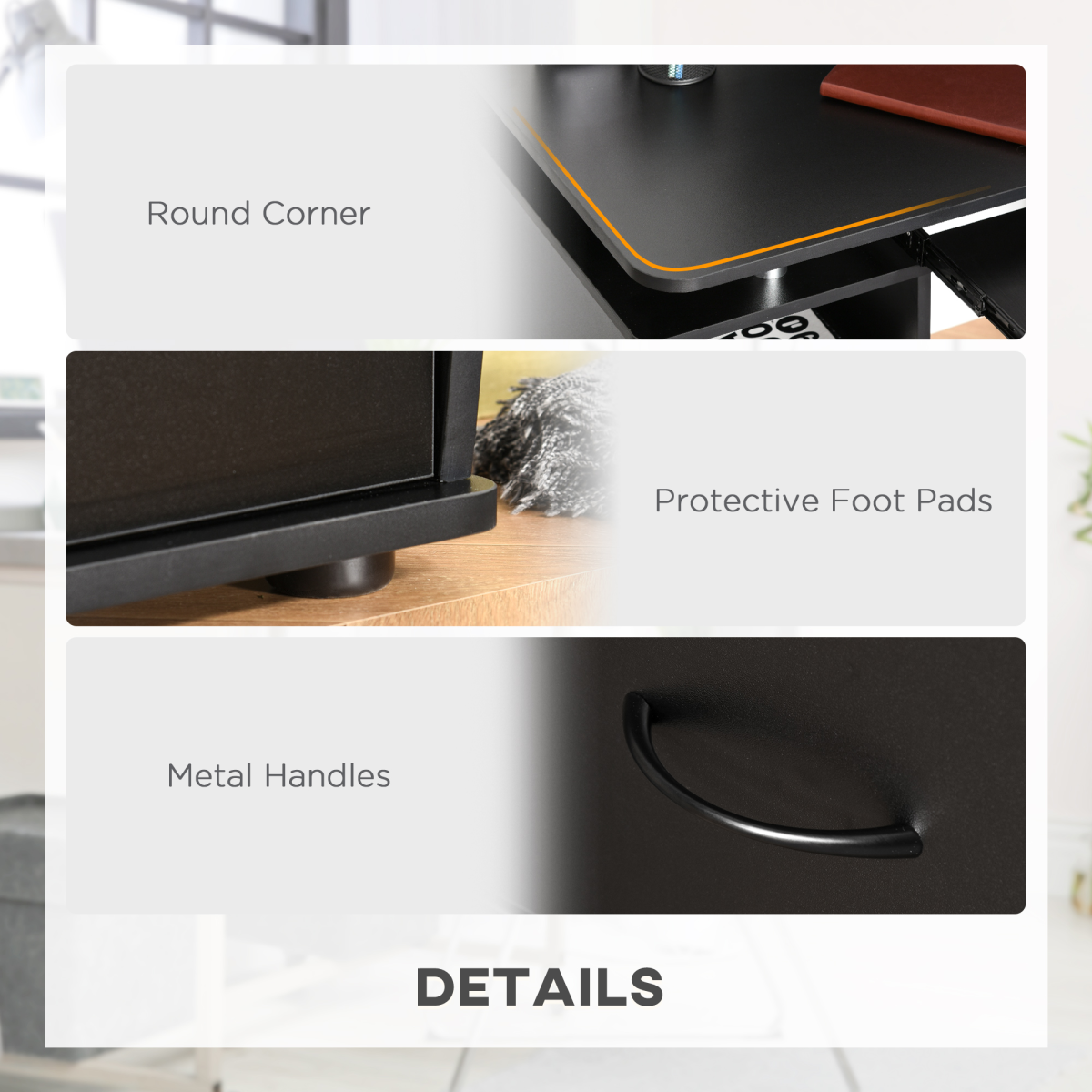 HOMCOM 120x55cm Computer Desk with 2-Drawer Cabinet & Keyboard Tray