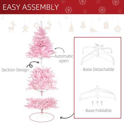 6ft Pink Artificial Christmas Tree - 892 Branches, Automatic Open