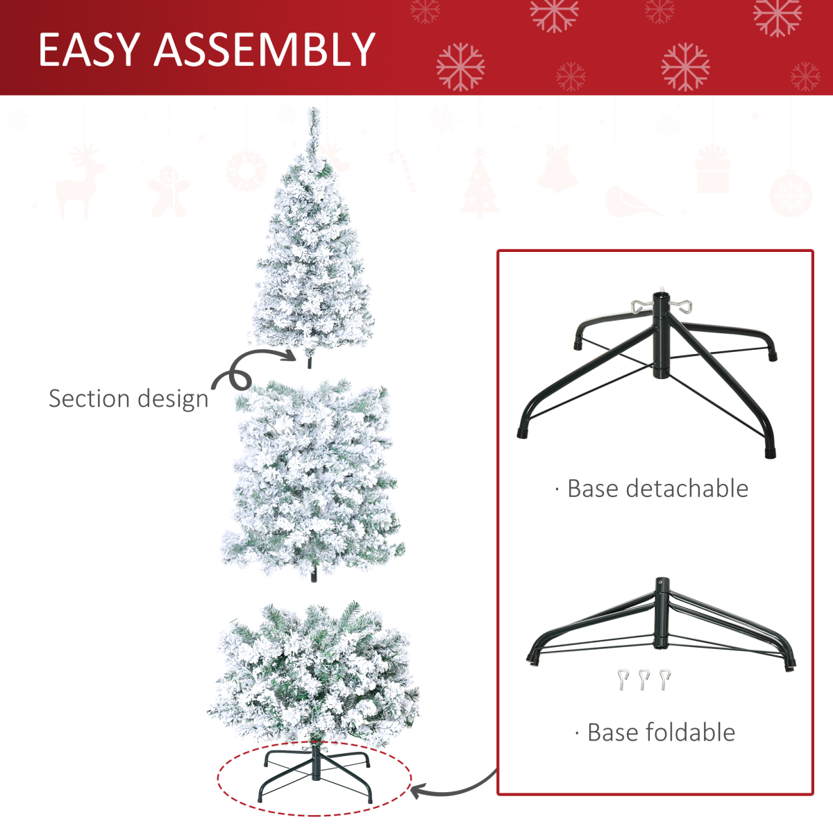 6ft Prelit Snow-Flocked Christmas Tree with 250 Warm LED Lights