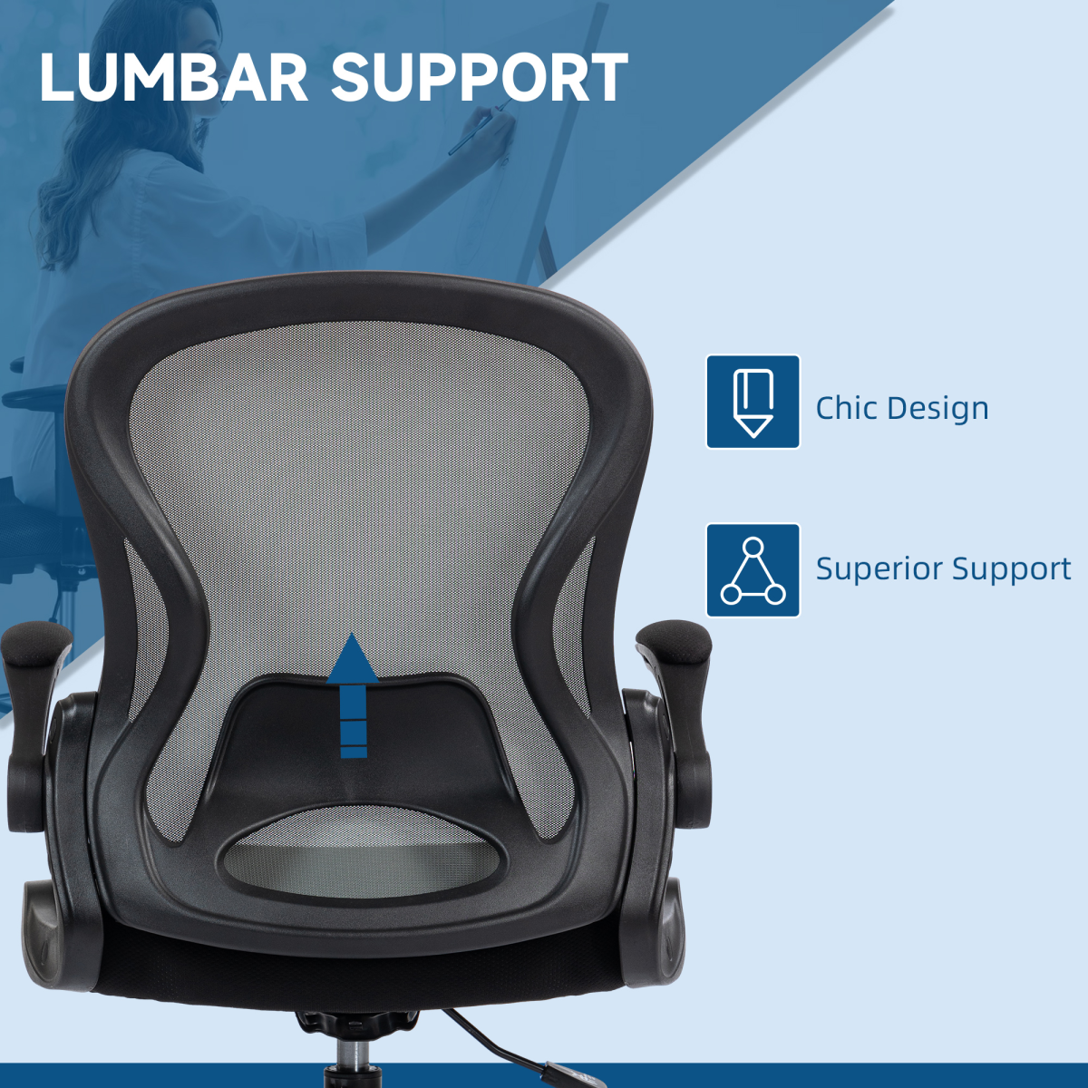 Vinsetto Draughtsman Chair Tall Office Chair w/ Adjustable Footrest, Dark Grey