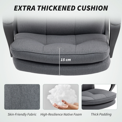 HOMCOM Fabric Office Chair, Computer Desk Chair for Home, Charcoal Grey