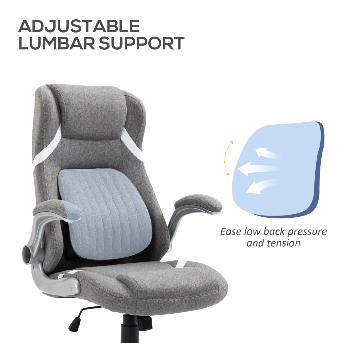 Vinsetto Fabric Office Desk Chair with Adjustable Height Tilt Function Grey